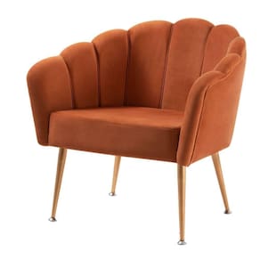 Poltrona Petala Slim Daf Móveis Em Madeira Eucalipto Espuma D28 Veludo Caramelo Base Aço Dourado