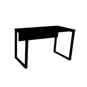 Mesa De Escritório Pé Tubular Pe25 Em Mdp 150 X 60 Cm Preta Com Base Preta