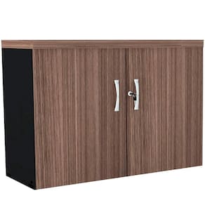 Armário Baixo Pe40 Pandin 79,20 Cm (Largura) Em Mdp Walnut E Preto Com Duas Portas
