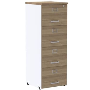 Armário De Arquivo Oficio Pe25 Pandin 45,70 Cm Em Mdp Noce Noce Naturalle E Branco 4 Gavetas