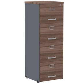 Armário De Arquivo Oficio Pe25 Pandin 45,70 Cm (Largura) Em Mdp Walnut E Grafito Com 4 Gavetas