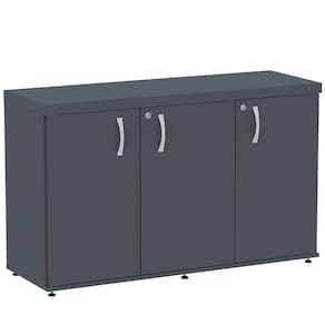 Armário Baixo Credenza Pe40 Pandin 121,50 Cm (Largura) Em Mdp Grafito Com Três Portas