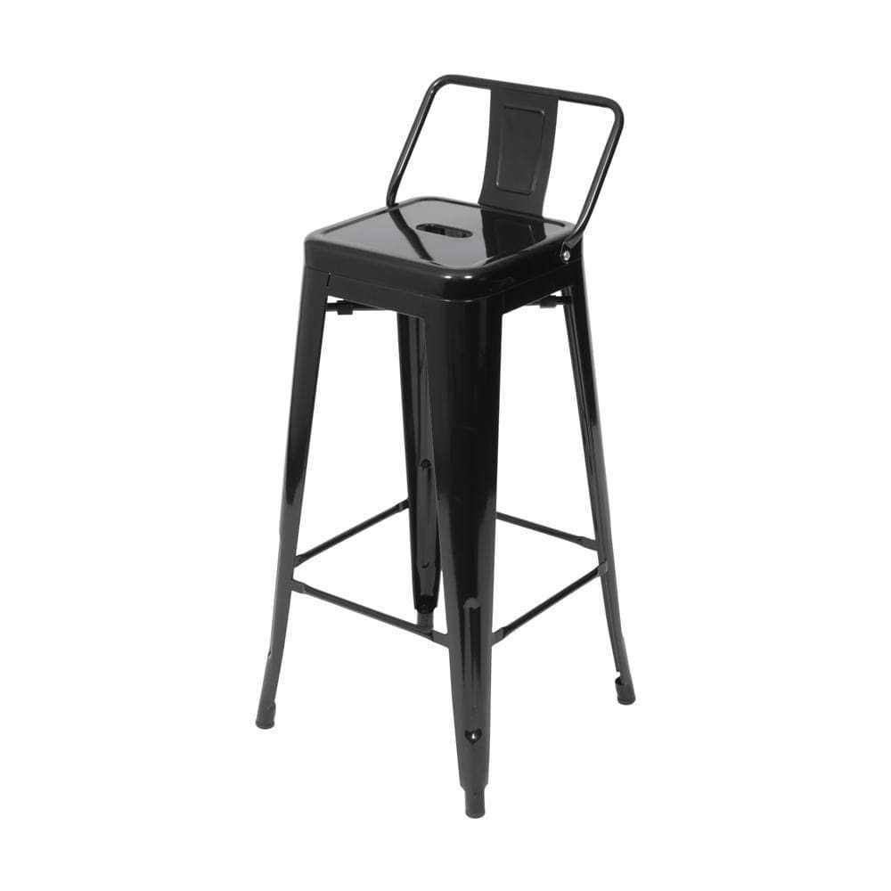 Banqueta Alta Com Encosto Tolix Iron Titan Em Aço Preta
