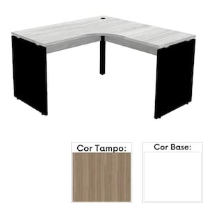 Mesa De Escritório Em L Pé Painel Pe25 Em Mdp 135 X 135 X 60 Cm Cor Noce Naturalle E Base Branca