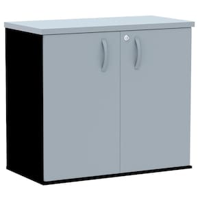 Armário Baixo Pe25 Pandin 80 Cm (Largura) Em Mdp Liso Cinza E Preto Com Duas Portas