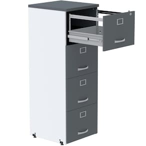 Armário De Arquivo Oficio Pe25 Pandin 45,70 Cm (Largura) Em Mdp Branco E Grafito Com 4 Gavetas
