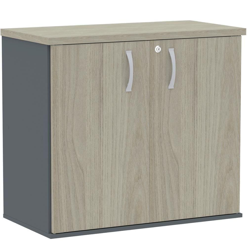 Armário Baixo Pe25 Pandin 80 Cm (Largura) Em Mdp Nogueira Casablanca E Grafito Com Duas Portas