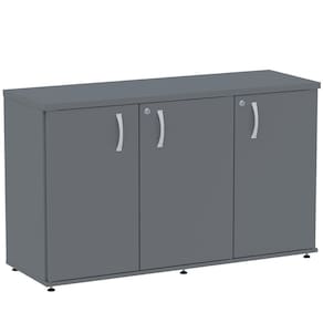 Armário Baixo Credenza Pe25 Pandin 121,50 Cm (Largura) Em Mdp Grafito Com Três Portas