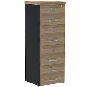 Armário De Arquivo Oficio Pe40 Pandin 45,70 Cm (Largura) Em Mdp Noce Naturalle E Preto 4 Gavetas