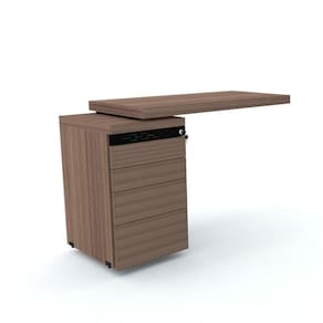 Mesa Complemento 106 X 50 Cm Pé Gaveteiro 4 Gavetas Pe50 Em Mdp Noce Naturalle Detalhe Preto