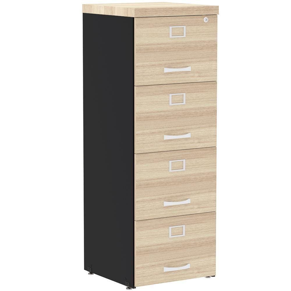 Armário De Arquivo Oficio Pe40 Pandin 45,70 Cm Em Mdp Nogueira Casablanca E Preto 4 Gavetas