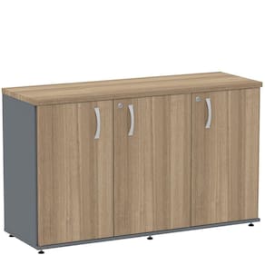Armário Baixo Credenza Pe25 Pandin 121,50 Cm (Largura) Em Mdp Noce Naturalle E Grafito Com Três