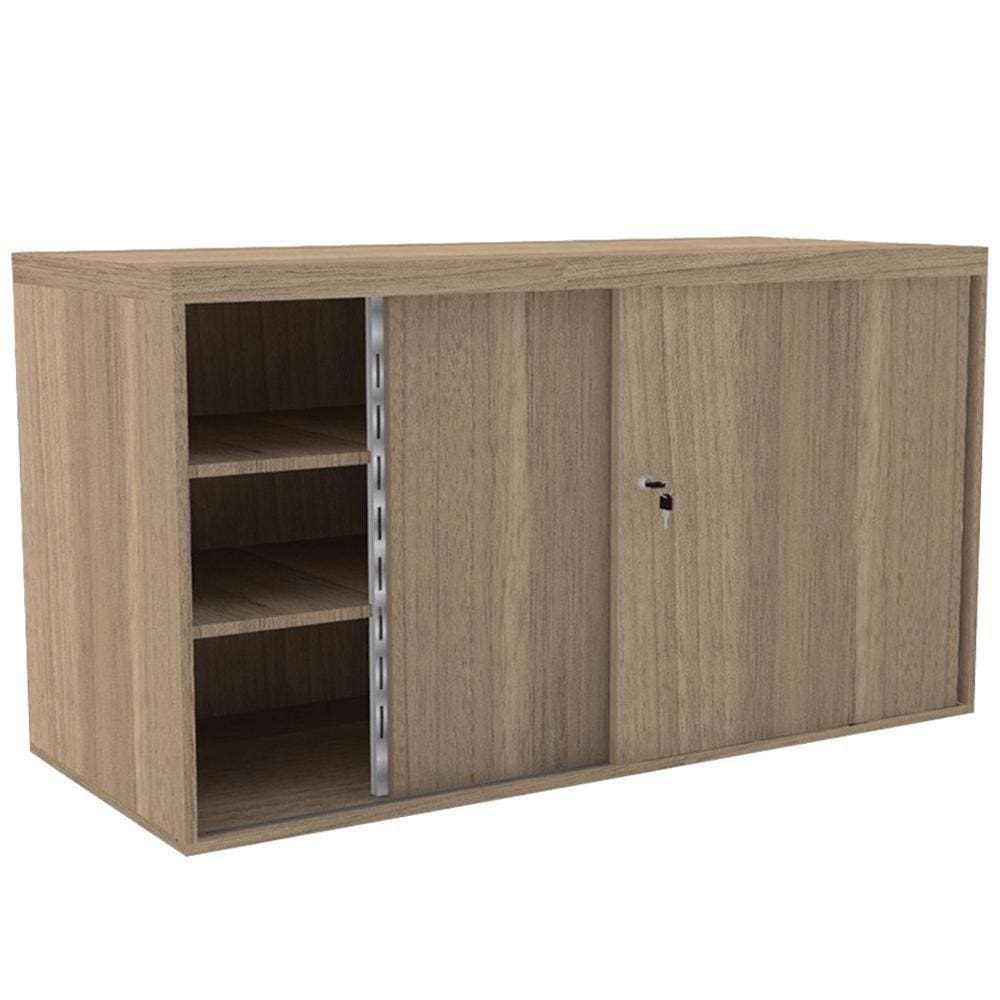 Armário Baixo Credenza Pe50 Pandin 120 Cm (Largura) Em Mdp Noce Naturalle Com Duas Portas De Correr