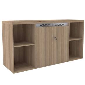 Armário Baixo Credenza Pe50 Pandin 140 Cm Em Mdp Noce Naturalle Com Quatro Nichos E Duas Portas