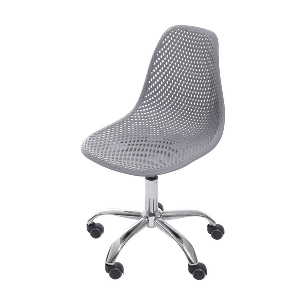 Cadeira Giratória Eames Colmeia Polipropileno Cinza Base Rodizio Cromada
