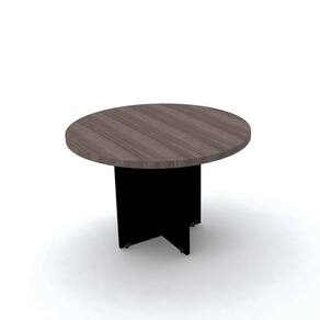 Mesa De Reunião Redonda 110 X 75 Cm Pé Painel Pe40 Em Mdp Walnut Base Preta