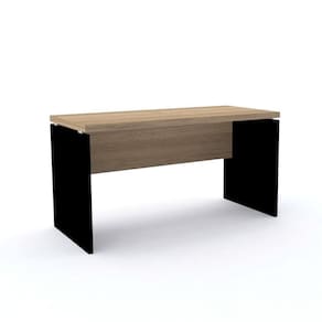 Mesa De Escritório Pé Painel Pe40 Em Mdp 150 X 60 Cm Noce Naturalle Base Preta