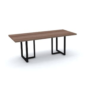 Mesa De Reunião Retangular 200 X 90 Cm Pé Tubular Pe40 Em Mdp Walnut Base Preta