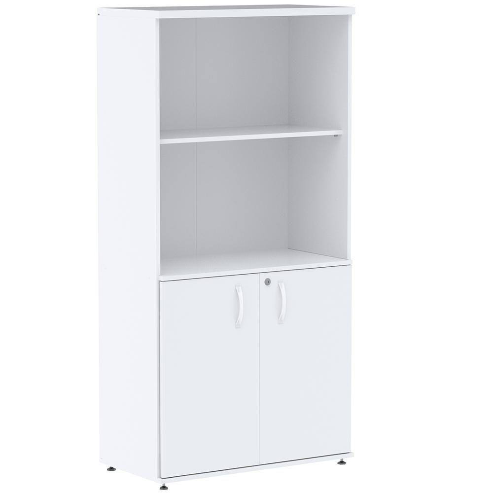 Armário Misto Pe25 Pandin 79,20 Cm Em Mdp Liso Branco Com Duas Portas E Prateleira Superior