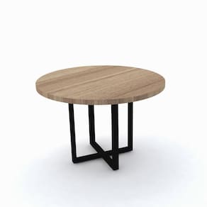 Mesa De Reunião Redonda 110 X 75 Cm Pé Tubular Pe40 Em Mdp Noce Naturalle Base Preta