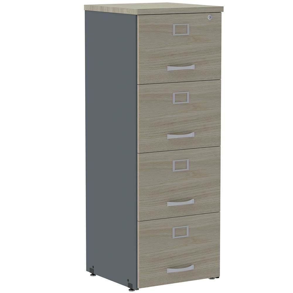 Armário De Arquivo Oficio Pe25 Pandin 45,70 Cm Em Mdp Nogueira Casablanca E Grafito Com 4 Gavetas