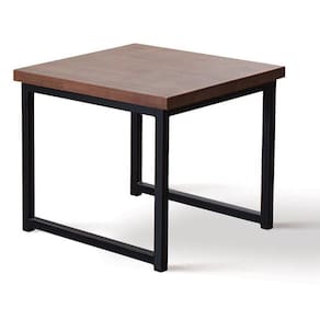 Mesa Lateral Quadrada Atlanta Industrial Daf Móveis 50 Cm Madeira Maciça Castanho Aço Carbono Preto