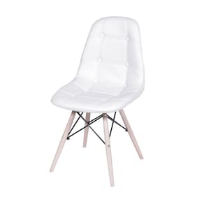 Cadeira Eames Dsw Botonê Assento Pu Branca Base Madeira