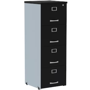 Armário De Arquivo Oficio Pe25 Pandin 45,70 Cm (Largura) Em Mdp Liso Cinza E Preto 4 Gavetas