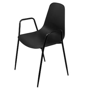 Cadeira Com Braço Abi Polipropileno Preto Base Metal