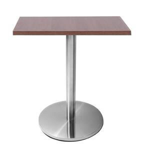 Mesa Beta Em Inox 75 Cm (Altura) Com Disco Redondo Com Tampo Em Mdp Quadrado 70 Cm Imbuia