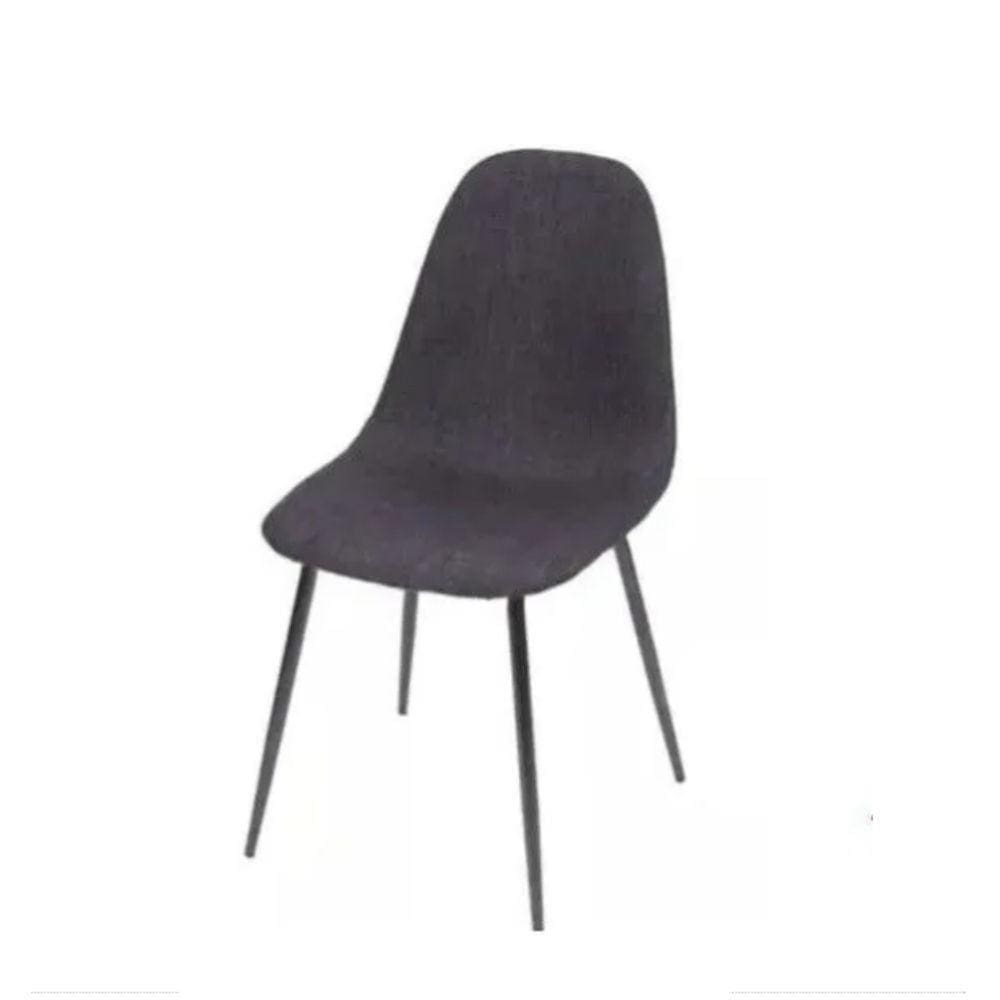 Cadeira Charla Em Linho Grafite Base Metal Pintura Preta