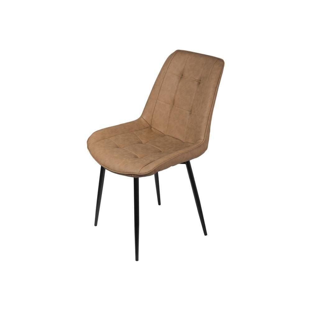 Cadeira Dana Pu Caramelo Base Metal