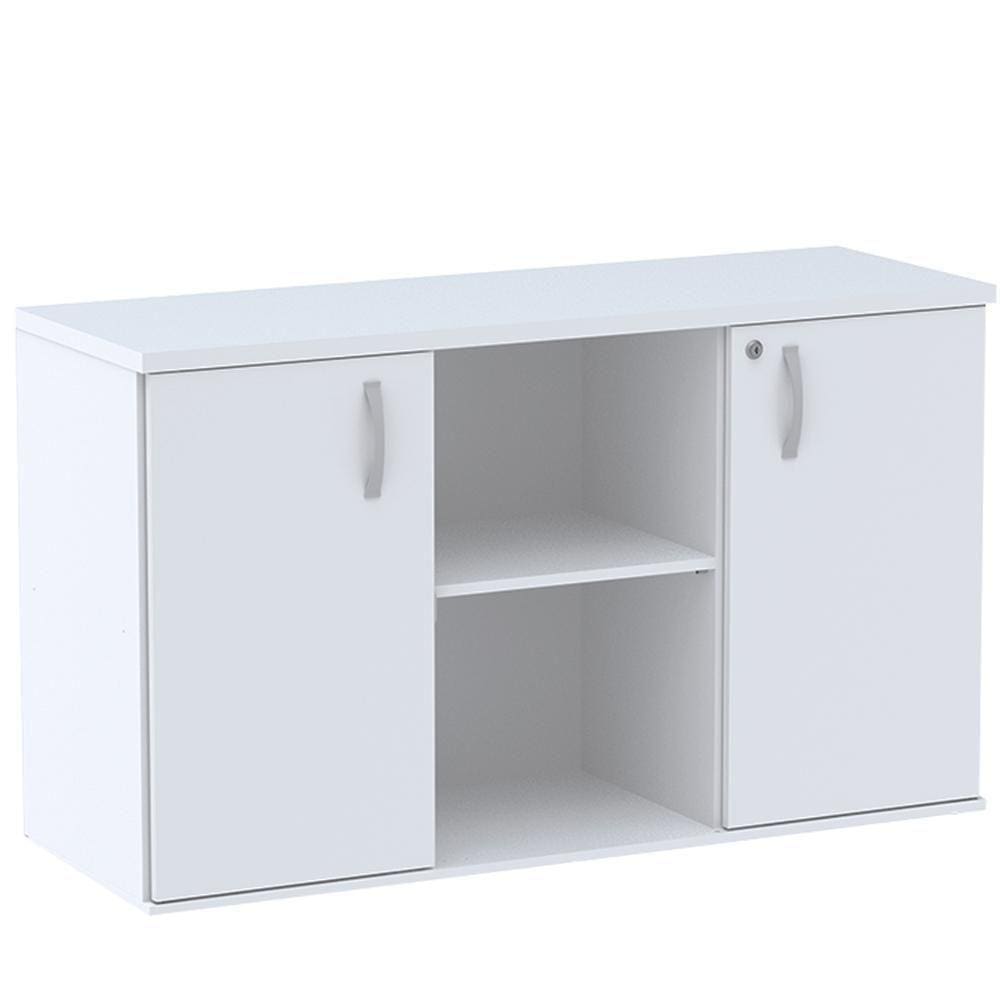 Armário Baixo Credenza Pe25 Pandin 121,50 Cm (Largura) Em Mdp Liso Branco Com Duas Portas