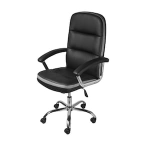 Cadeira Giratória Office Londres Em Pu Preto Base Rodízio Cromado