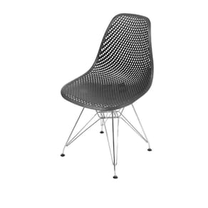 Cadeira Eames Dsr Colmeia Polipropileno Preta Base Metal Cromada