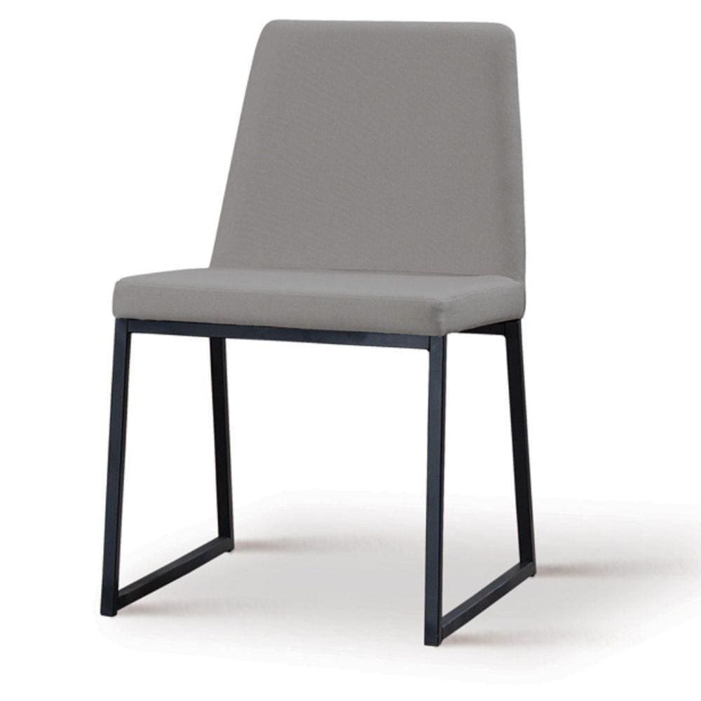 Cadeira Yanka Daf Móveis Multilaminada Revestida Com Espuma D28 Linho Cinza Base Aço Carbono Preto
