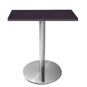 Mesa Beta Em Inox 75 Cm (Altura) Com Disco Redondo Com Tampo Em Mdp Quadrado 60 Cm Preto