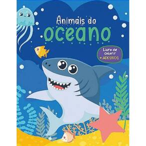 Livro De Colorir + Adesivos - Animais Do Oceano