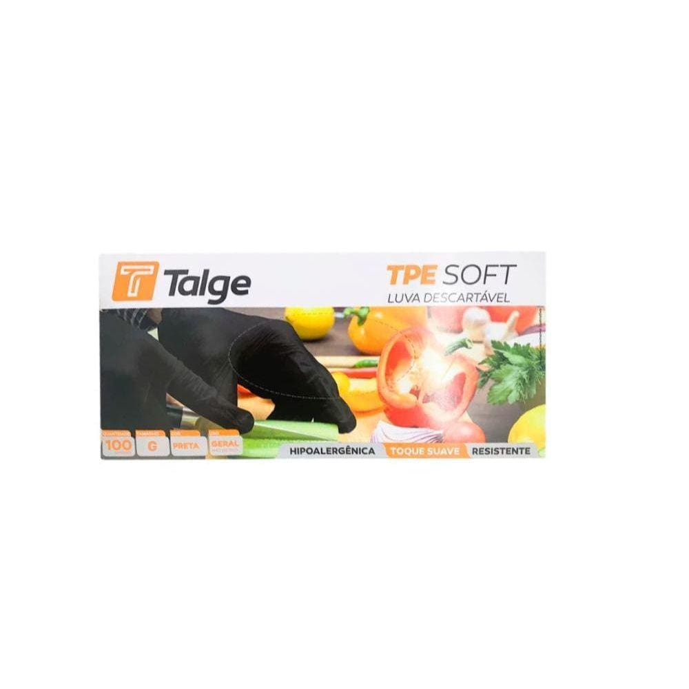 Luva Descartável Tpe Soft G Preta Talge