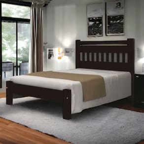 Cama Queen Size de Madeira Maciça Estrado Reforçado Antares Tabaco