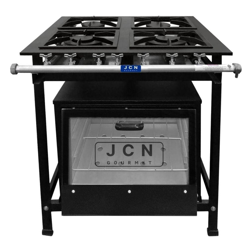 Fogão 4 Bocas Jcn Gourmet Industrial P7 Baixa Pressão C/ Forno Preto