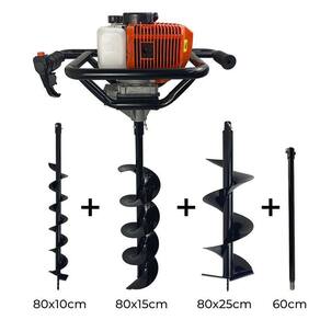Perfurador De Solo Gasolina 52Cc Brocas 10+15+25Cm+Ext 60Cm