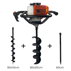 Perfurador De Solo Gasolina 52Cc Brocas 10+20Cm + Ext 60Cm