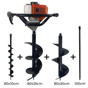 Perfurador De Solo A Gasolina 52Cc Broca 10+25+30Cm + Ext 1M