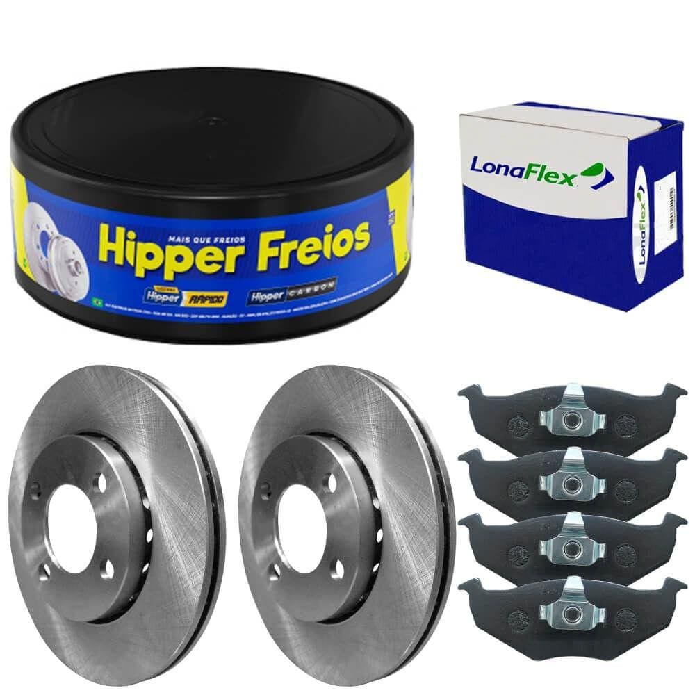 Kit Pastilha Disco Freio Voyage 2009 A 2011 Diant Ventilado