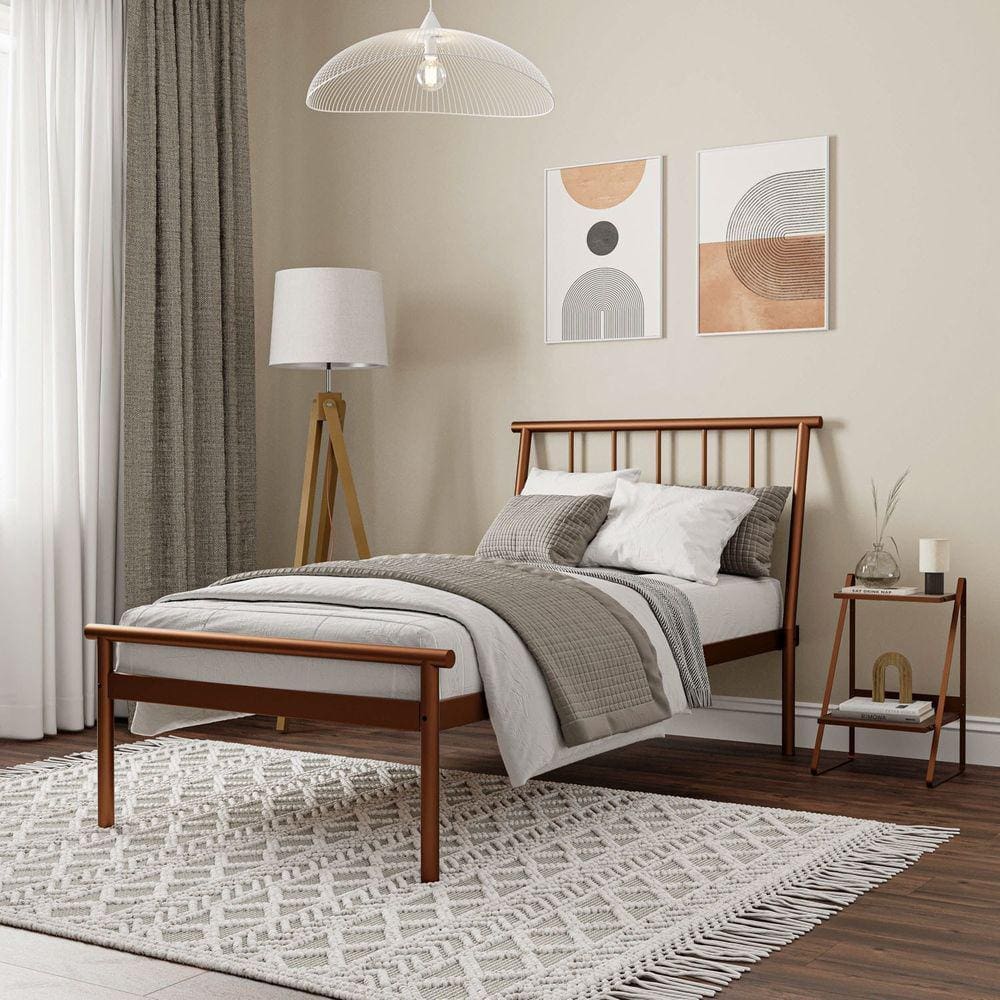 Cama Solteiro em Aço Begônia CabeCasa MadeiraMadeira Cobre