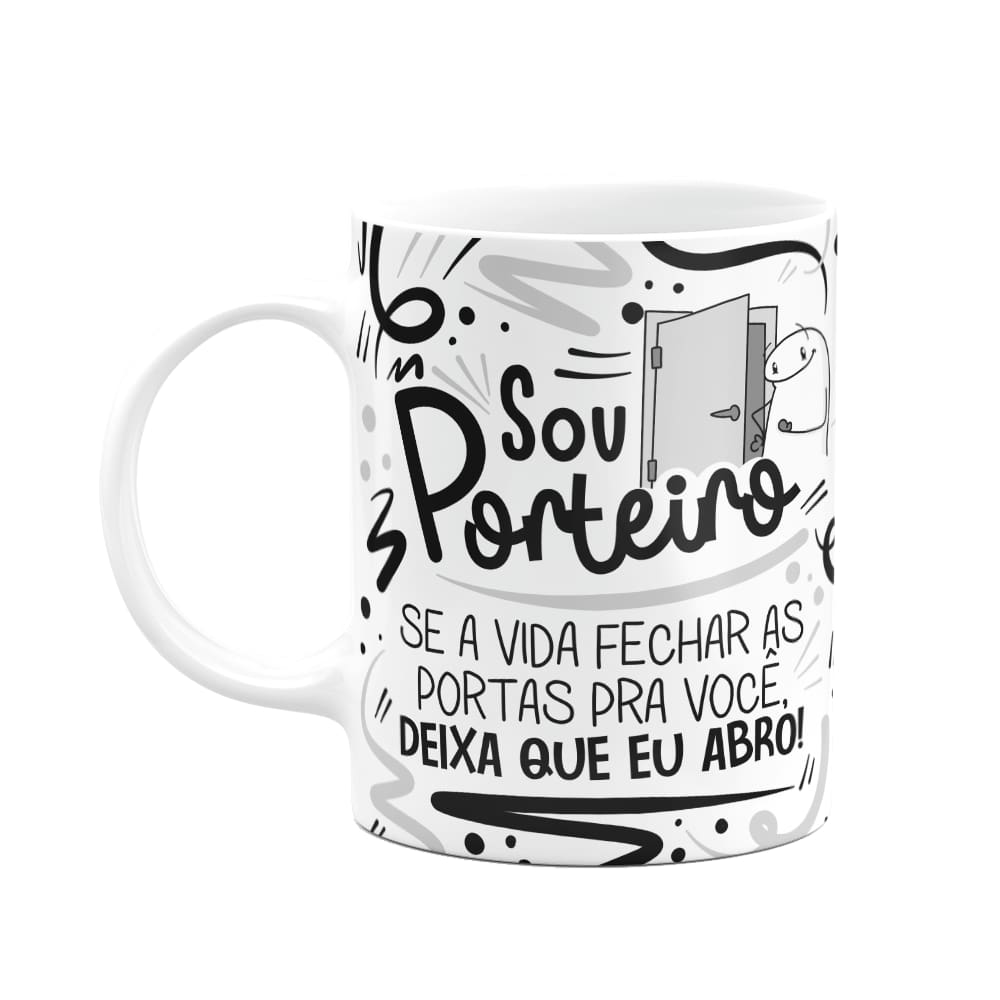 Caneca Flork Profissões - Sou Porteiro - branca
