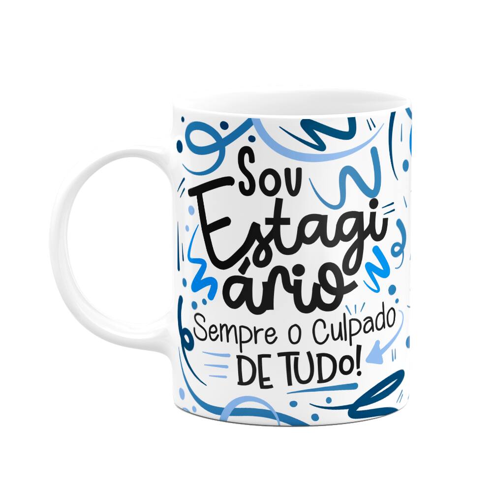 Caneca Profissões - Sou estagiário - branca