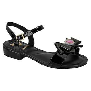 Sandália Infantil Molekinha Laço Coração Diamante - Preto