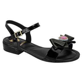 Sandália Infantil Molekinha Laço Coração Diamante - Preto